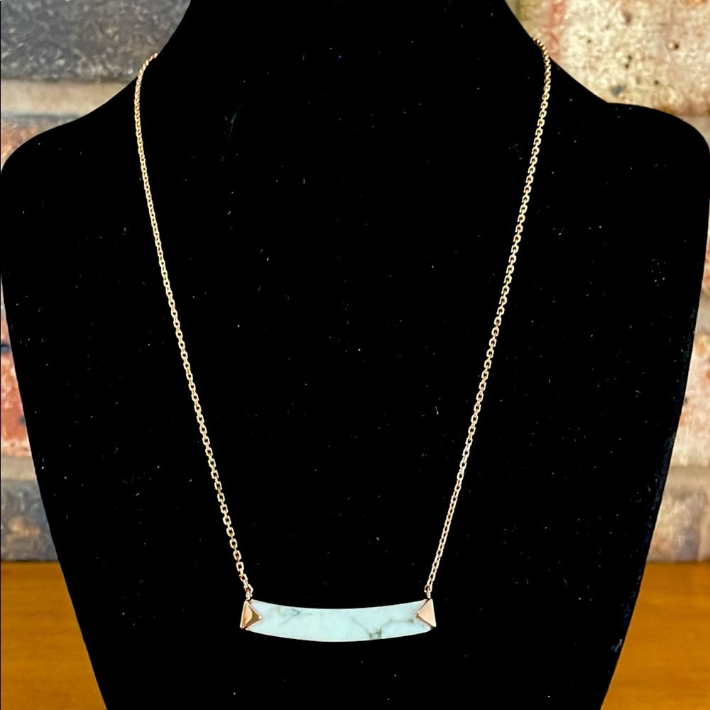 Fossil Rose gold stone bar necklace